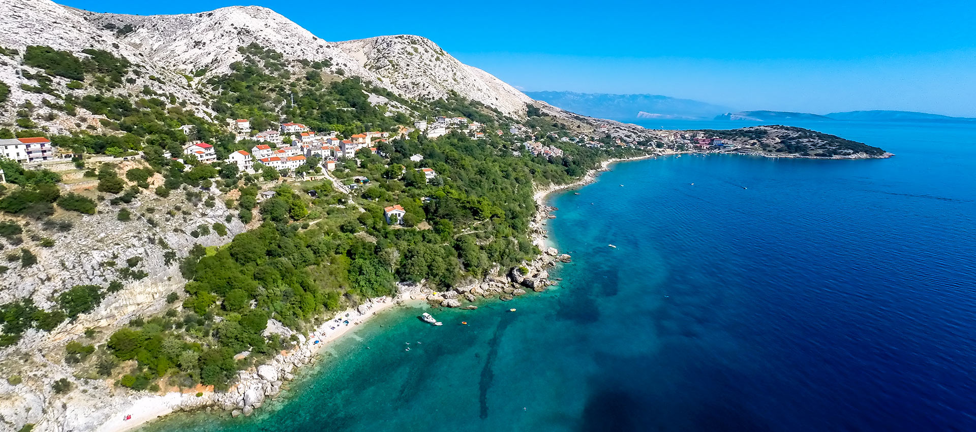 Aerial view of the village Stara Baška Apartments